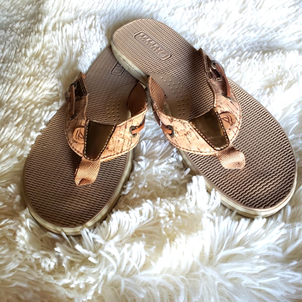 Sperry thong leather padded slide sandal